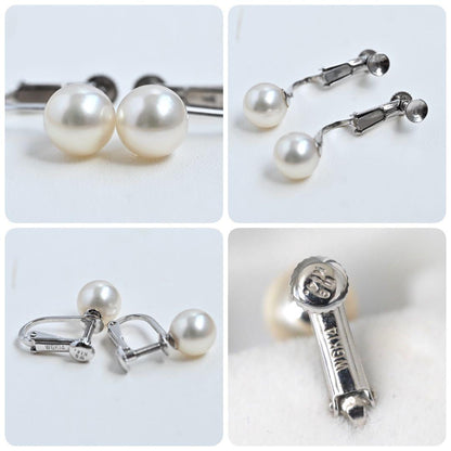 Hanadama Kasaki Akoya pearl necklace and earrings set with 7mm pearls and K14 white gold