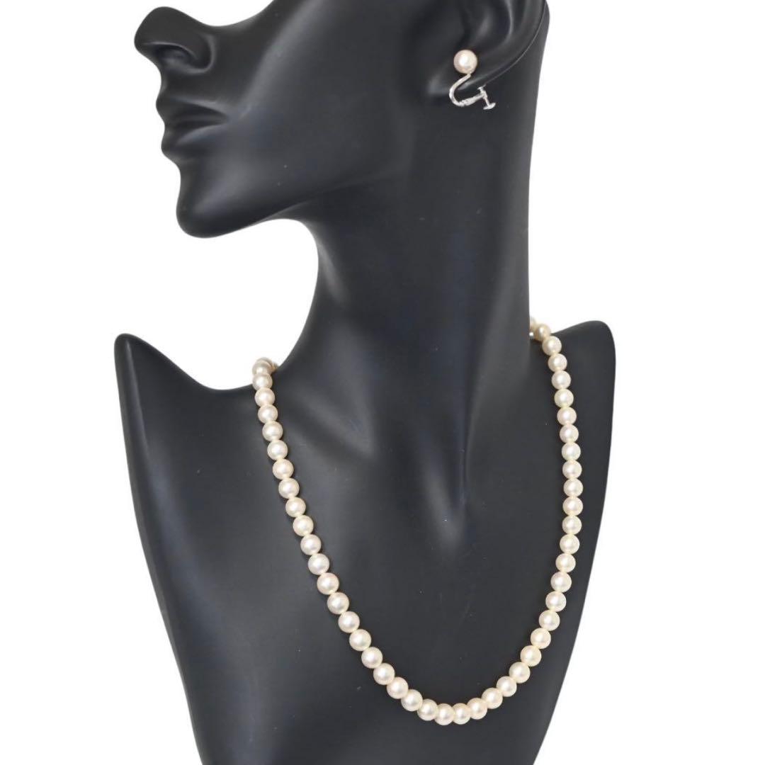 Hanadama Kasaki Akoya pearl necklace and earrings set with 7mm pearls and K14 white gold