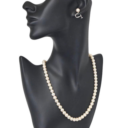 Hanadama Kasaki Akoya pearl necklace and earrings set with 7mm pearls and K14 white gold