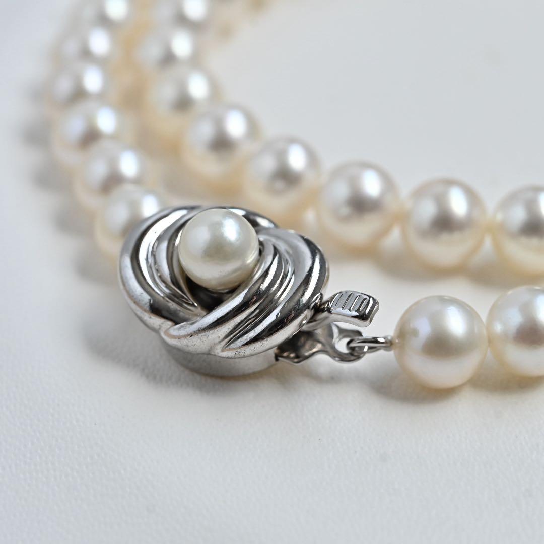 Hanadama Kasaki Akoya pearl necklace and earrings set with 7mm pearls and K14 white gold