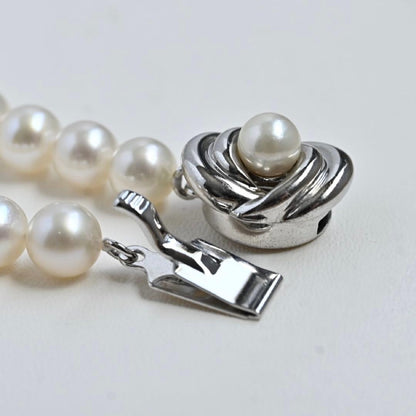 Hanadama Kasaki Akoya pearl necklace and earrings set with 7mm pearls and K14 white gold