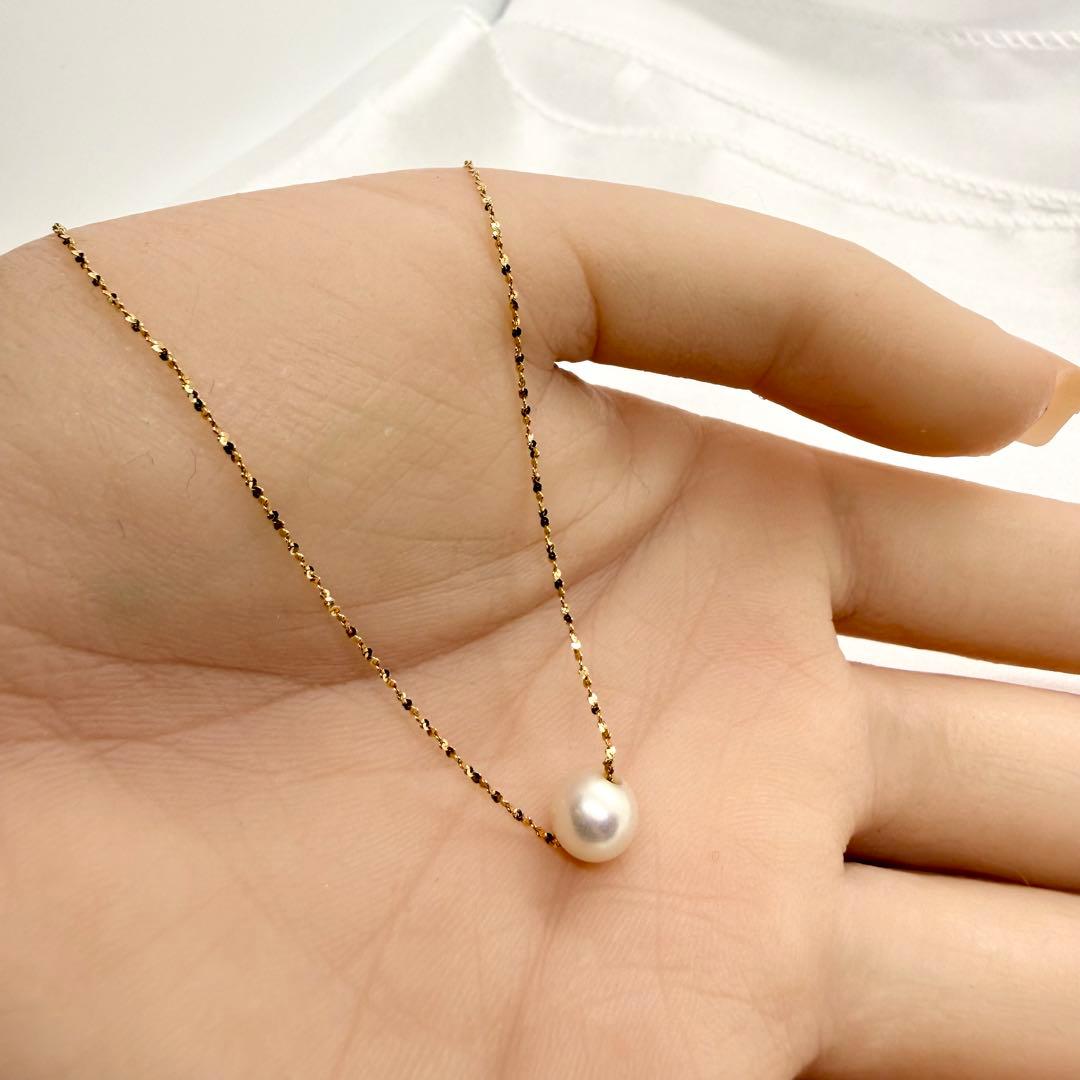K18 750 Akoya Pearl Necklace with 6.6mm pearls on a 39cm gold chain
