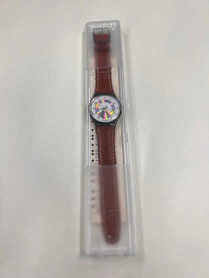 swatch Big Bold Brown Leather Analog Men's — Japanese