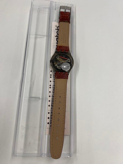 swatch Big Bold Brown Leather Analog Men's — Japanese