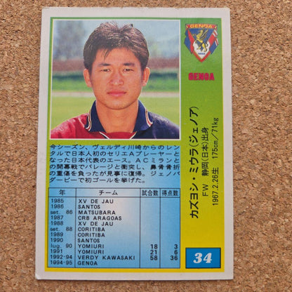 Kazu Miura Genoa Panini Soccer Card — Japanese