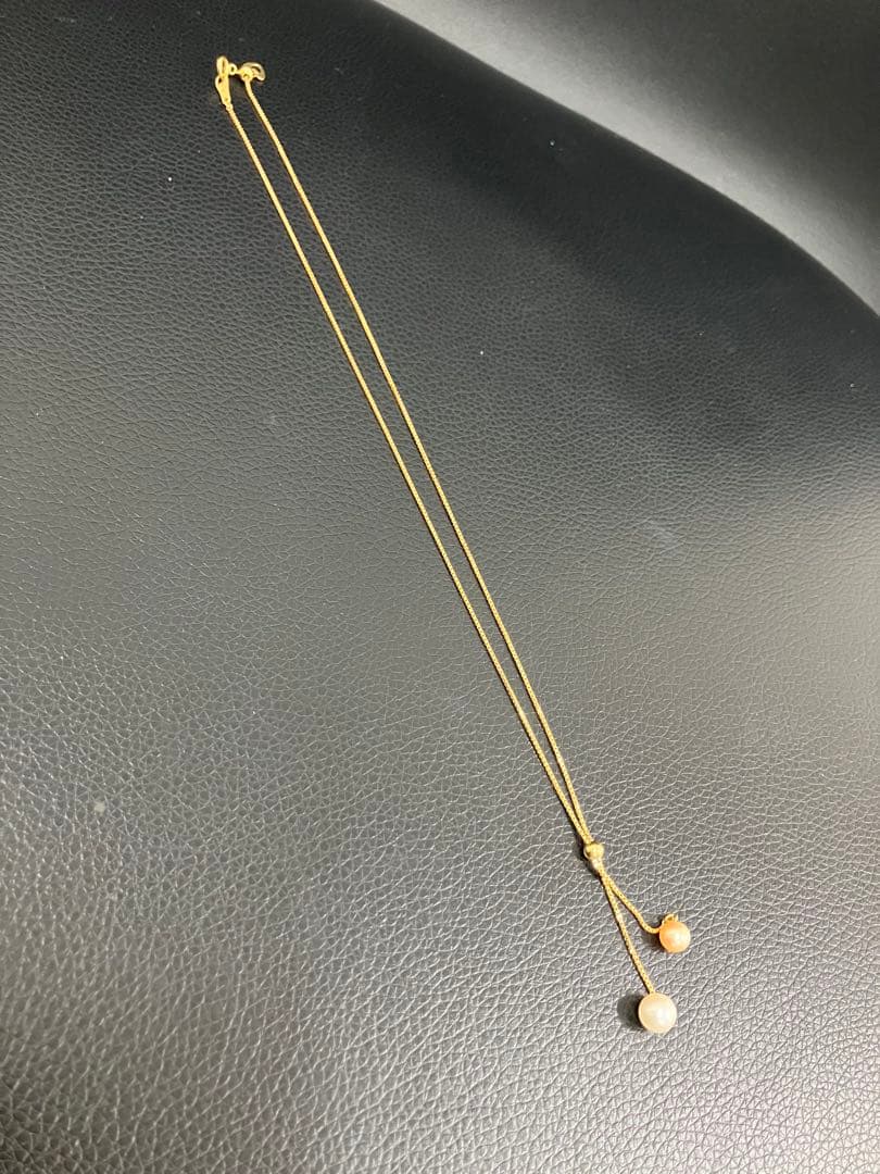 Tasaki K18 Twin Pearl Necklace with Akoya Pearls, 6cm chain, total weight 4.9 grams