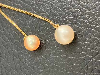 Tasaki K18 Twin Pearl Necklace with Akoya Pearls, 6cm chain, total weight 4.9 grams