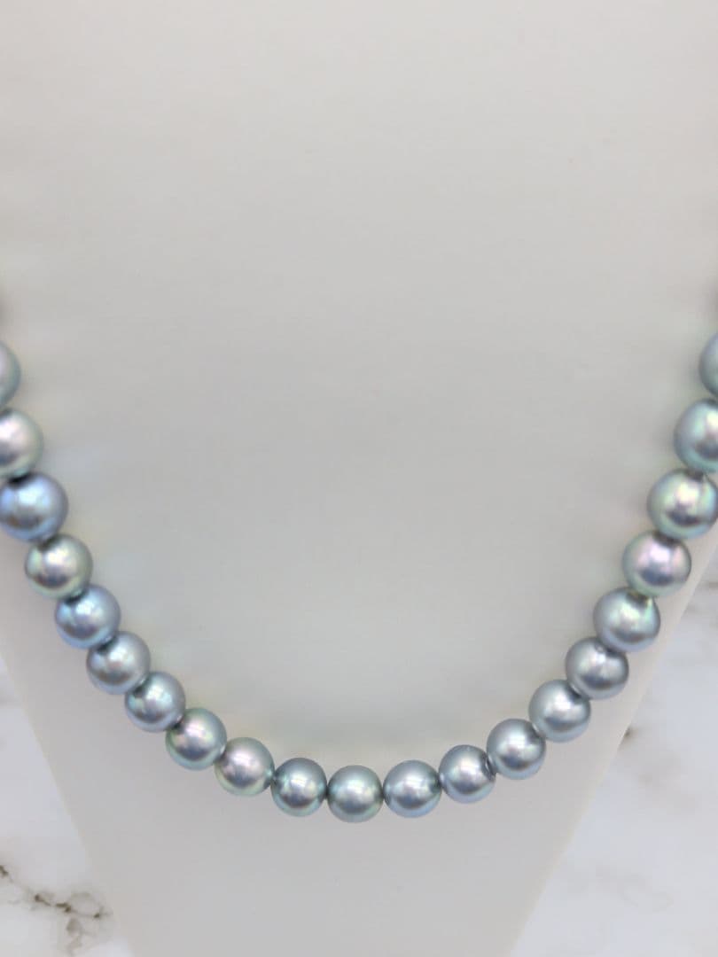 Akoya natural pearl black pearl long necklace 7.5-8mm light peacock tone 74.3cm length