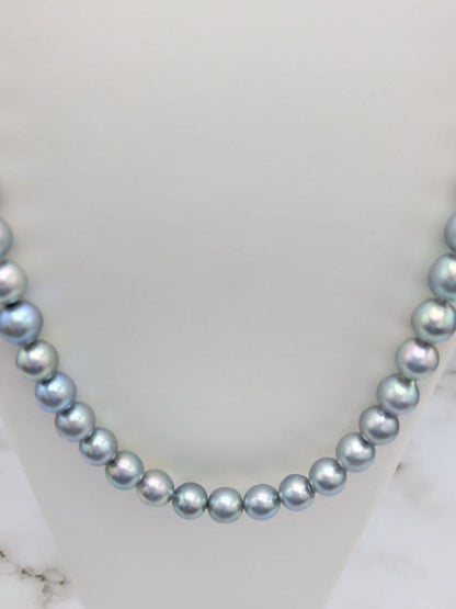 Akoya natural pearl black pearl long necklace 7.5-8mm light peacock tone 74.3cm length