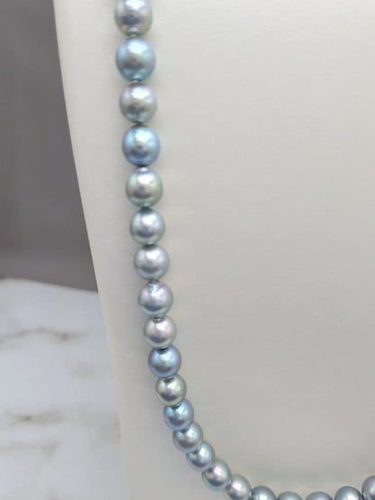 Akoya natural pearl black pearl long necklace 7.5-8mm light peacock tone 74.3cm length