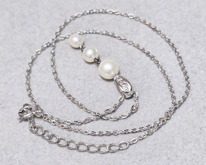 Tasaki Pearl three-row pearl silver necklace 43579 measuring about 42 centimeters