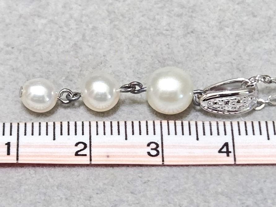 Tasaki Pearl three-row pearl silver necklace 43579 measuring about 42 centimeters