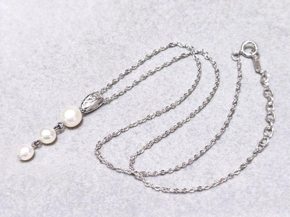 Tasaki Pearl three-row pearl silver necklace 43579 measuring about 42 centimeters