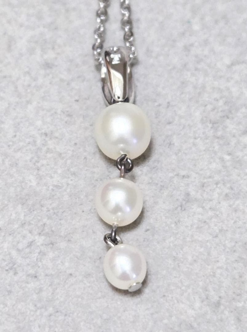 Tasaki Pearl three-row pearl silver necklace 43579 measuring about 42 centimeters