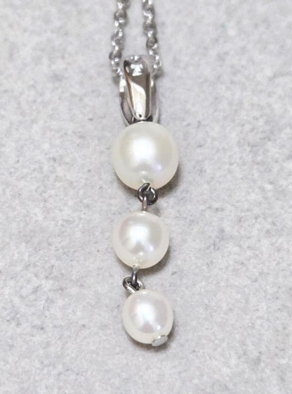 Tasaki Pearl three-row pearl silver necklace 43579 measuring about 42 centimeters