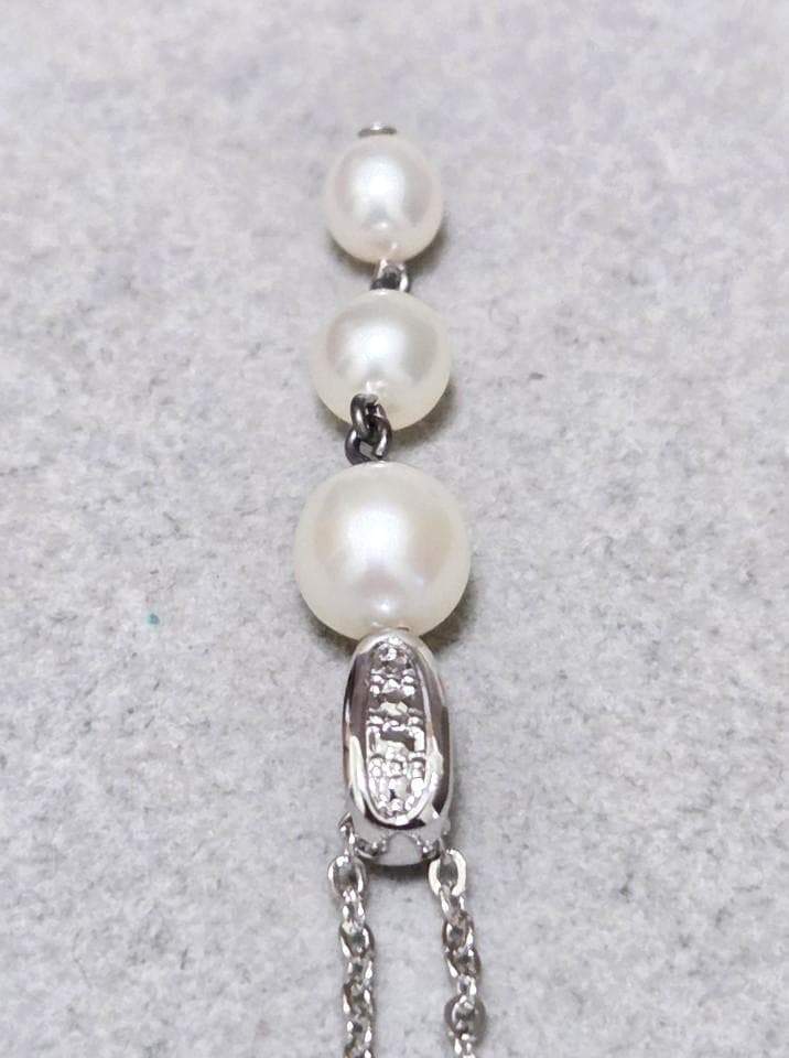 Tasaki Pearl three-row pearl silver necklace 43579 measuring about 42 centimeters