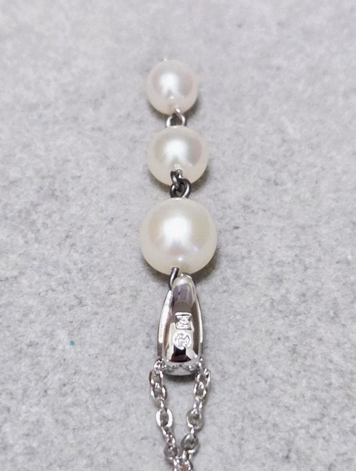 Tasaki Pearl three-row pearl silver necklace 43579 measuring about 42 centimeters