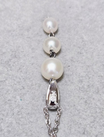 Tasaki Pearl three-row pearl silver necklace 43579 measuring about 42 centimeters