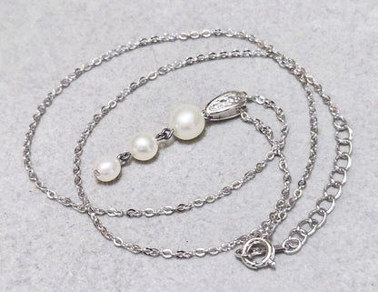 Tasaki Pearl three-row pearl silver necklace 43579 measuring about 42 centimeters