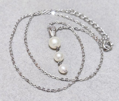 Tasaki Pearl three-row pearl silver necklace 43579 measuring about 42 centimeters