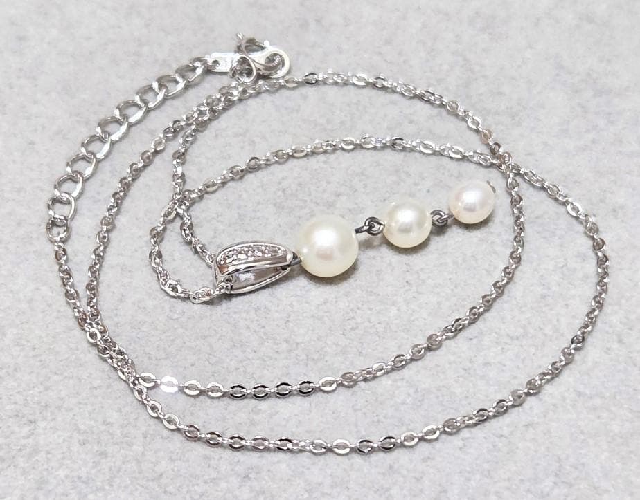 Tasaki Pearl three-row pearl silver necklace 43579 measuring about 42 centimeters