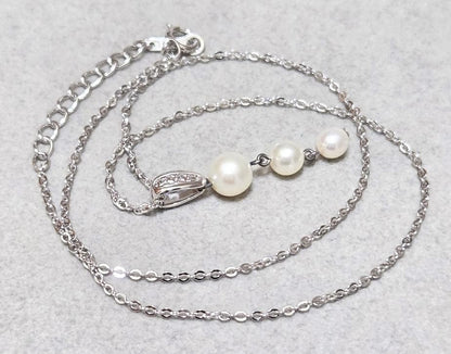 Tasaki Pearl three-row pearl silver necklace 43579 measuring about 42 centimeters