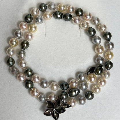Akoya pearl necklace featuring round 7.0-7.5mm pearls on a 50.5cm strand