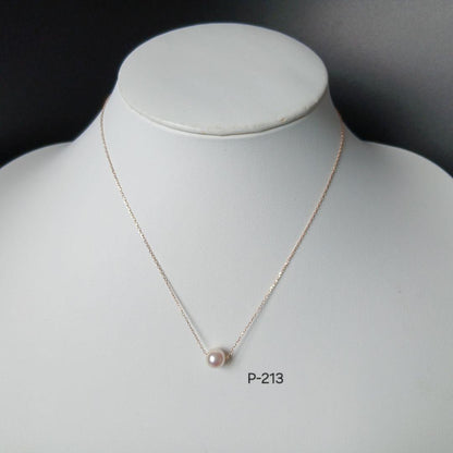P213 Akoya pearl pendant with 7.0-7.5 mm pearls on a 40 cm K10PG gold chain