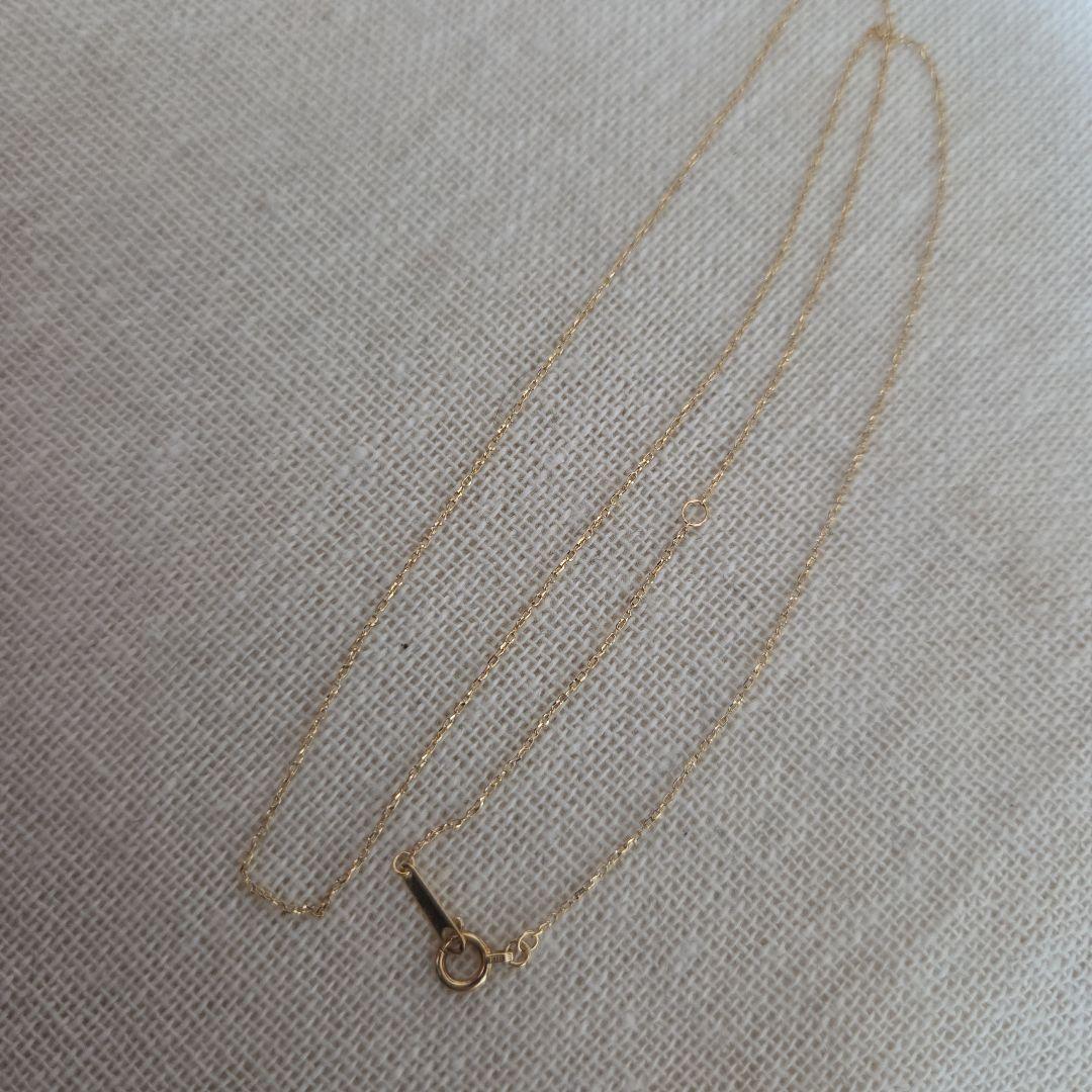 agete K18YG yellow gold basic necklace chain 45cm length displayed on white background