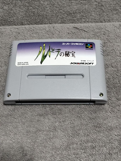 Rudora no Hihou SNES game cartridge with original box and instruction manual