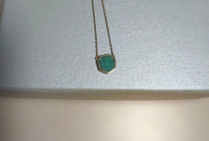 ageteK10 Turquoise Necklace made of 10k yellow gold with turquoise charm and agete brand stamp