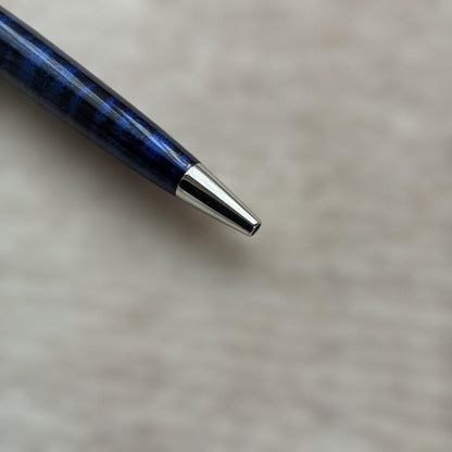 WATERMAN ballpoint pen with blue marble finish, showing slight scratches, no box included