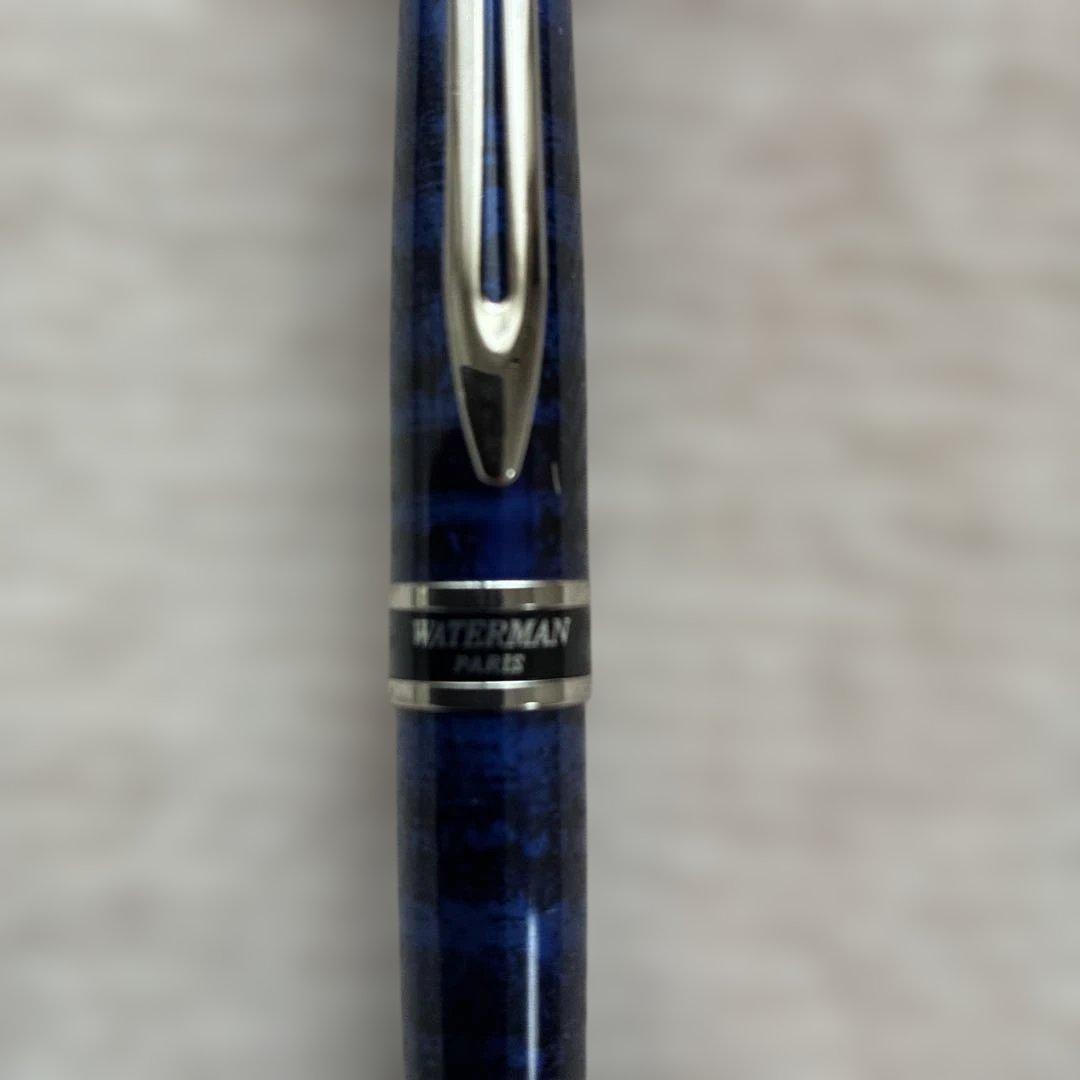 WATERMAN ballpoint pen with blue marble finish, showing slight scratches, no box included