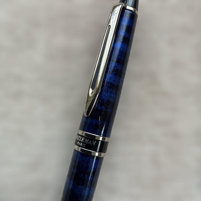 WATERMAN ballpoint pen with blue marble finish, showing slight scratches, no box included