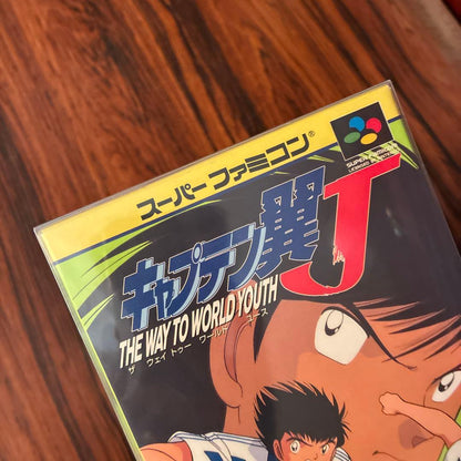 SNES Captain Tsubasa J New game cartridge in unused perfect condition shown from front