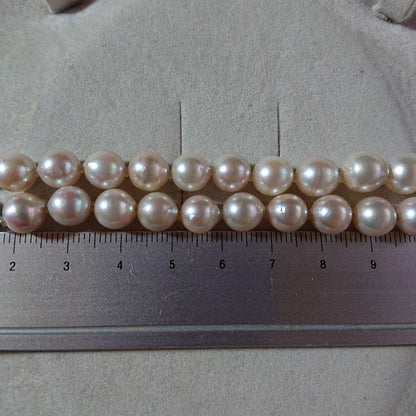 Akoya Pearl and Stone Necklace 62 with white pearls and light pink coral stone chips, 42.5 cm length