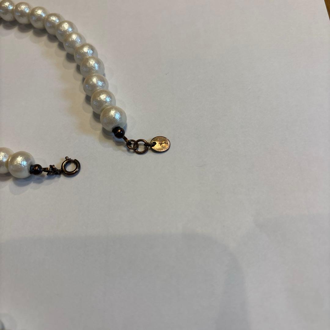 agete Cotton Pearl Long Necklace 116 cm length featuring white pearls and delicate design