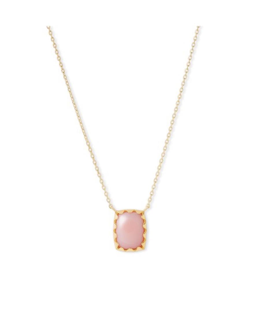 Pink K10 gold necklace featuring a delicate agate conch shell pendant