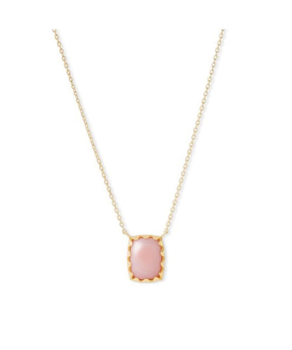 Pink K10 gold necklace featuring a delicate agate conch shell pendant