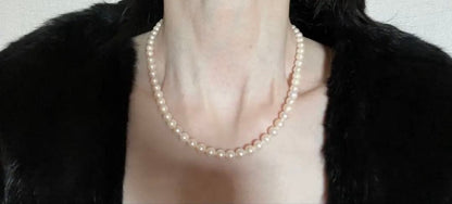 Akoya pearl necklace featuring a 6mm white pearl on a 43cm silver chain with a double lock princess clasp
