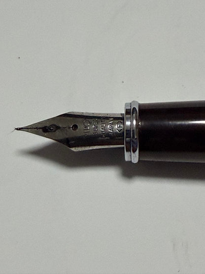 PILOT fountain pen main body in dark brown with dedicated carrying case and spare ink cartridge