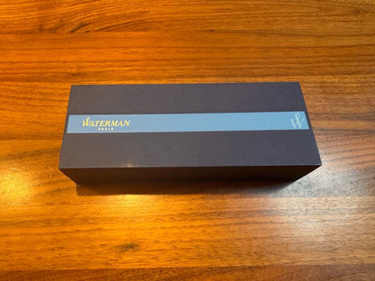 Waterman black metal ballpoint pen with simple elegant pattern and dedicated case in good condition