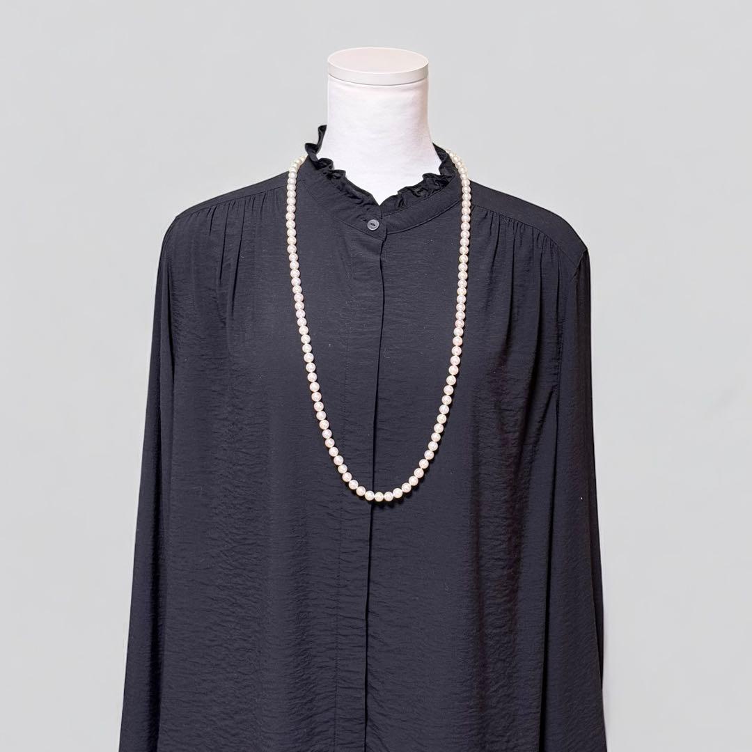 Tasaki K14 Akoya pearl necklace double strand with 7.7mm round pearls and K14 clasp