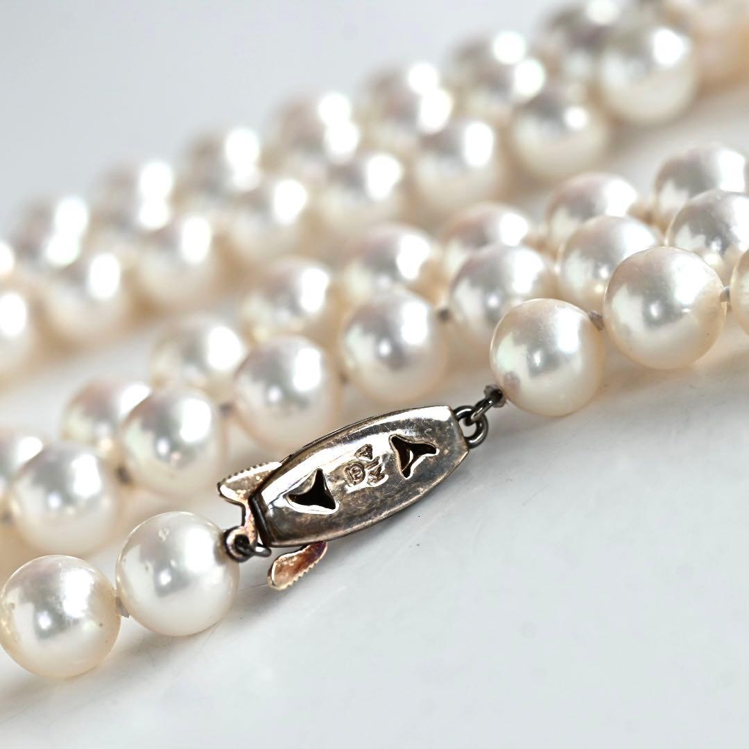 Tasaki K14 Akoya pearl necklace double strand with 7.7mm round pearls and K14 clasp