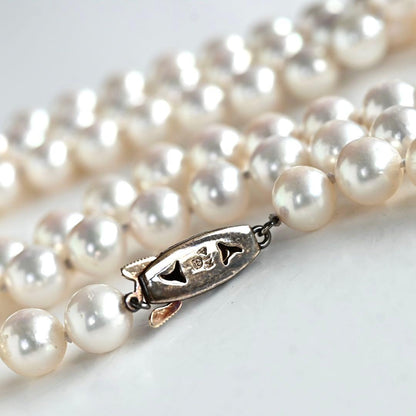 Tasaki K14 Akoya pearl necklace double strand with 7.7mm round pearls and K14 clasp
