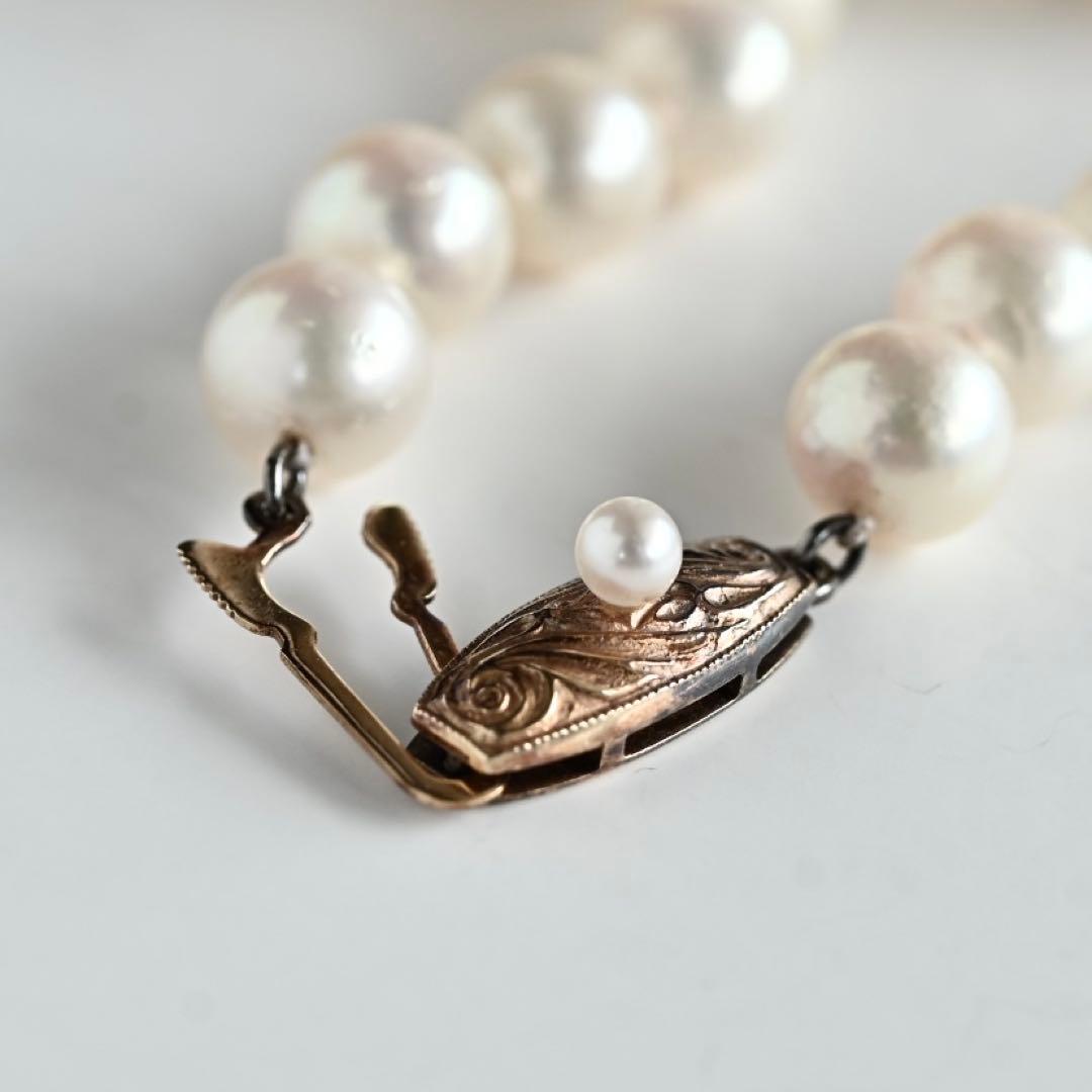 Tasaki K14 Akoya pearl necklace double strand with 7.7mm round pearls and K14 clasp