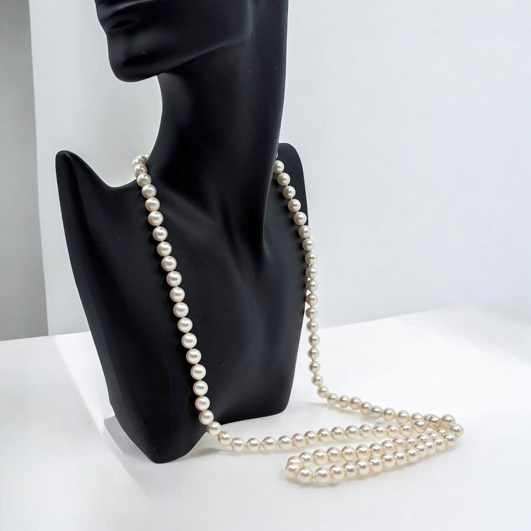 Tasaki K14 Akoya pearl necklace double strand with 7.7mm round pearls and K14 clasp