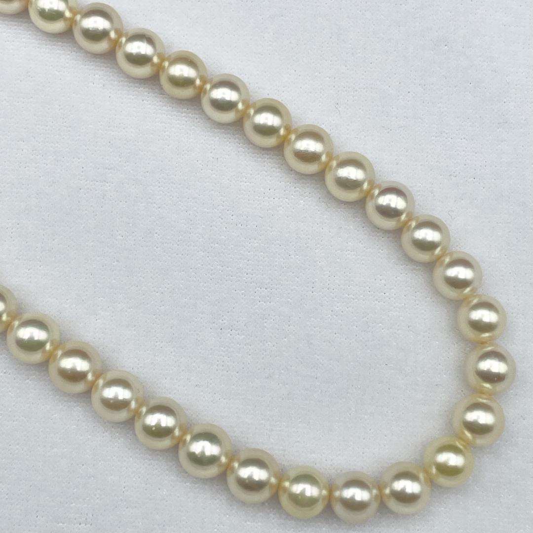 AQUA Akoya pearl Hanadama necklace with white 7-7.5mm pearls and silver clasp