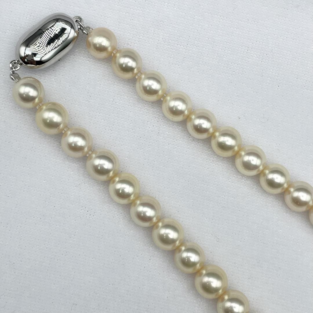 AQUA Akoya pearl Hanadama necklace with white 7-7.5mm pearls and silver clasp
