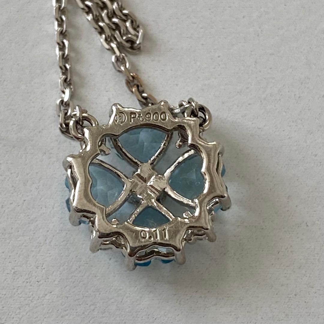 Tasaki Aquamarine Necklace with 12.5mm aquamarine stone, 0.11ct diamond, platinum chain 40cm